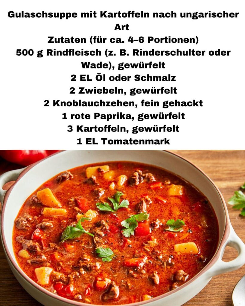 Gulaschsuppe mit Kartoffeln nach ungarischer Art Gulaschsuppe mit Kartoffeln nach ungarischer Art